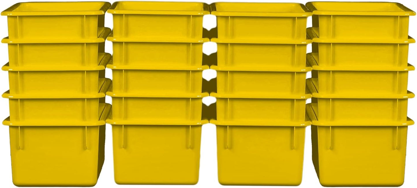 Wood Designs Cubby Storage Bin, Heavy Duty Plastic Containers for Kids Yellow Cubby Tray Set of 20