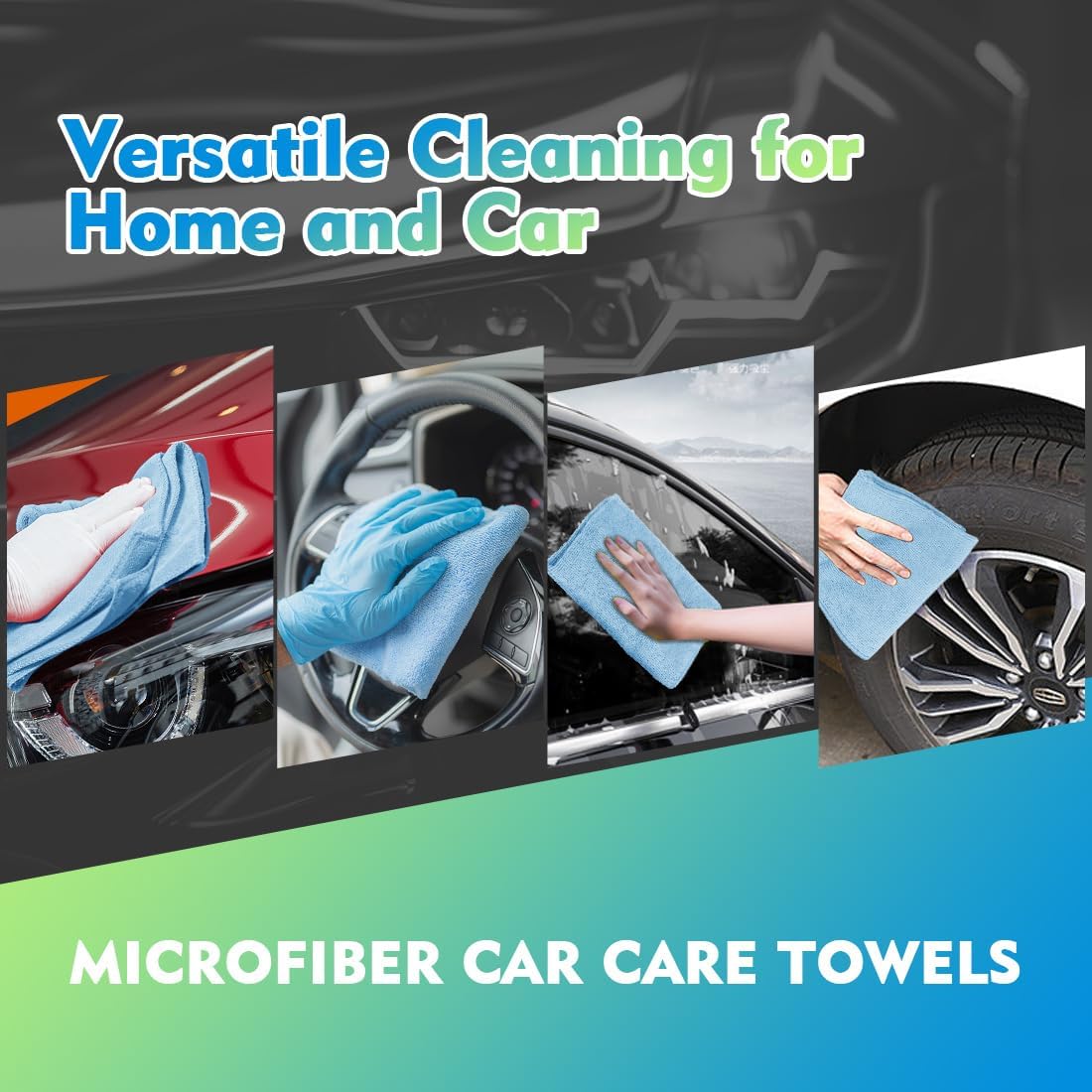 HOMEXCEL Microfiber Cleaning Cloth 20 Pack 11.5 x 11.5 inch Microfiber Towels for Cars Ultra Absorbent Car Washing Cloth Lint Free Streak Free Cleaning Rags for Car, Kitchen Window Blue