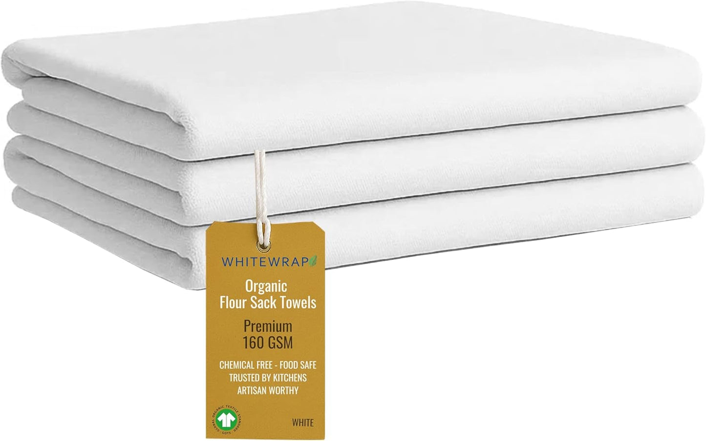 Flour Sack Towels| Tea Towel for Crafts| Kitchen Dish Cotton Blank Towel for Embroidery|Baking Bread Proofing Linen Cover| Thick Absorbent Quick Dry| 3 Pack 18"x28" White