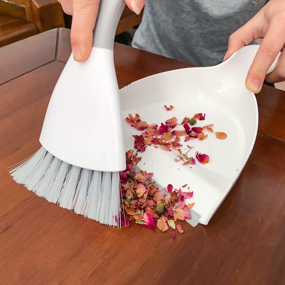 Dust pan Broom Brush Dustpan - Dustpan and Brush Set,Mini dust Pans with Brush,Dust Pan and Brush Set for Table, Key Board, Cat, Dog and Other Pets, Dust Pan Brush Nesting Tiny Cleaning Broom（Gray）