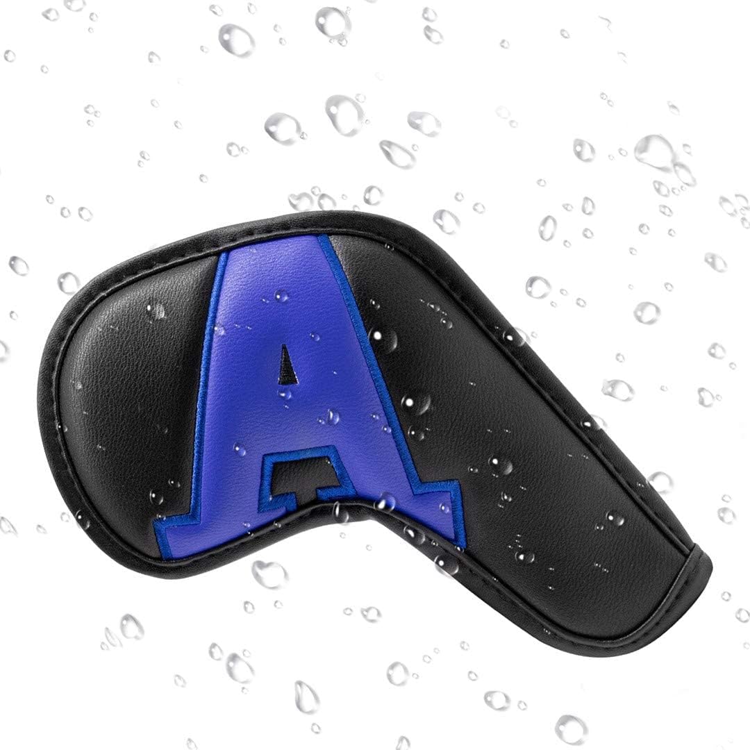 Barudan Golf Iron Club Head Covers Set Headcovers for Callaway Ping S5 - Big Colorful Number - Long Neck - Black Pu Leather fits Small Standard Oversized Golf Clubs 10pcs/Pack (Black+Color Number)