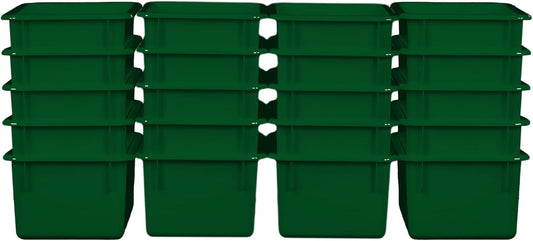 Wood Designs Cubby Storage Bin, Heavy Duty Plastic Containers for Kids Green Cubby Tray Set of 20