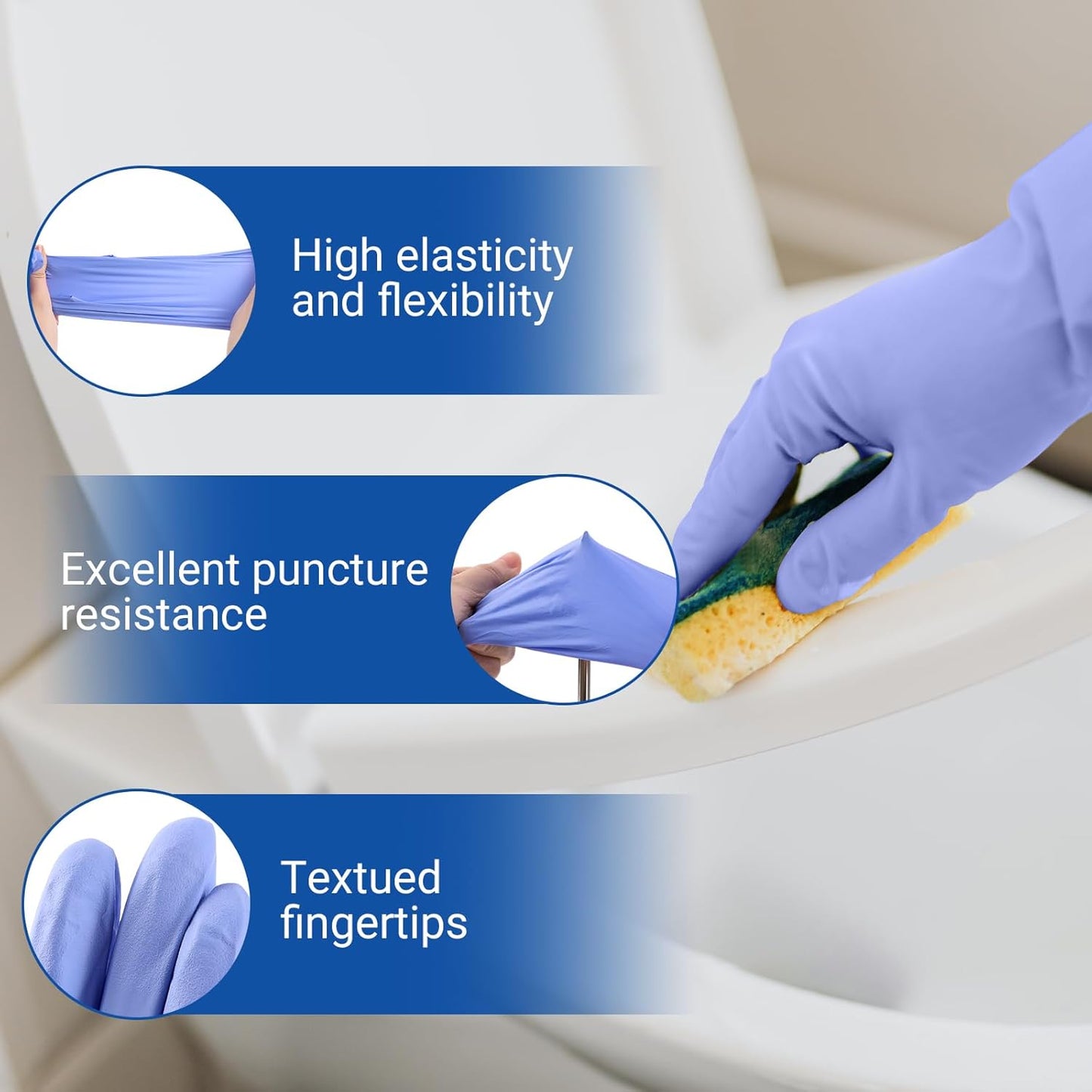 JMU Nitrile Gloves Large Bulk 2000 Count, 3.5 Mil Disposable Gloves Latex-Free, Violet Blue