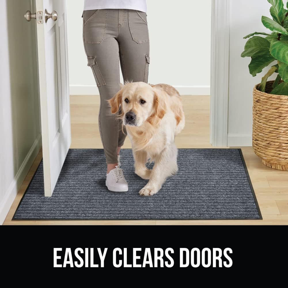 GORILLA GRIP Traffic Guard Door Mat, 47x35, Heavy Duty Welcome Mats, Commercial Office Space Doormat, Waterproof, Fade Resistant, Strong Rubber Backing, Low Profile, Shoe and Boot Scraper, Gray
