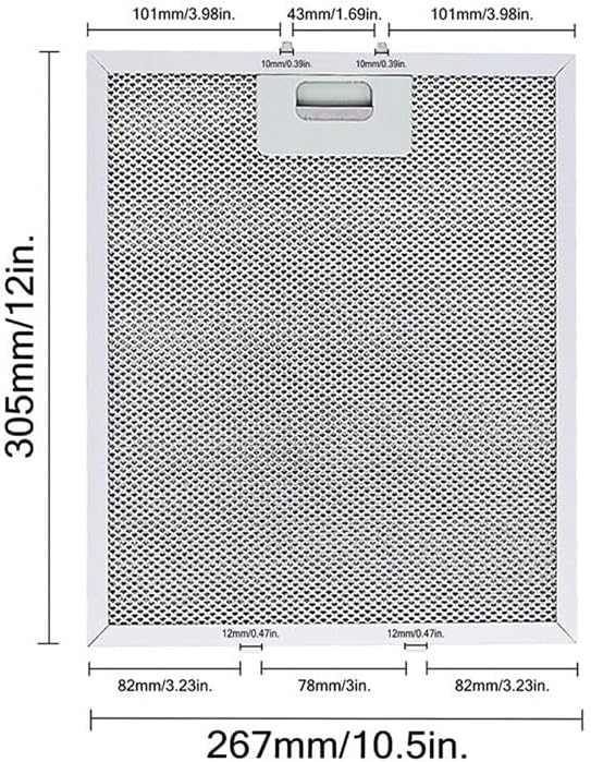 Upgraded version W10169961A (12" x 10.5"), compatible with Whirlpool range hood filters - aluminum mesh screen, suitable for kitchen ceiling exhaust fans, blocks grease, filters oven air (1piece)