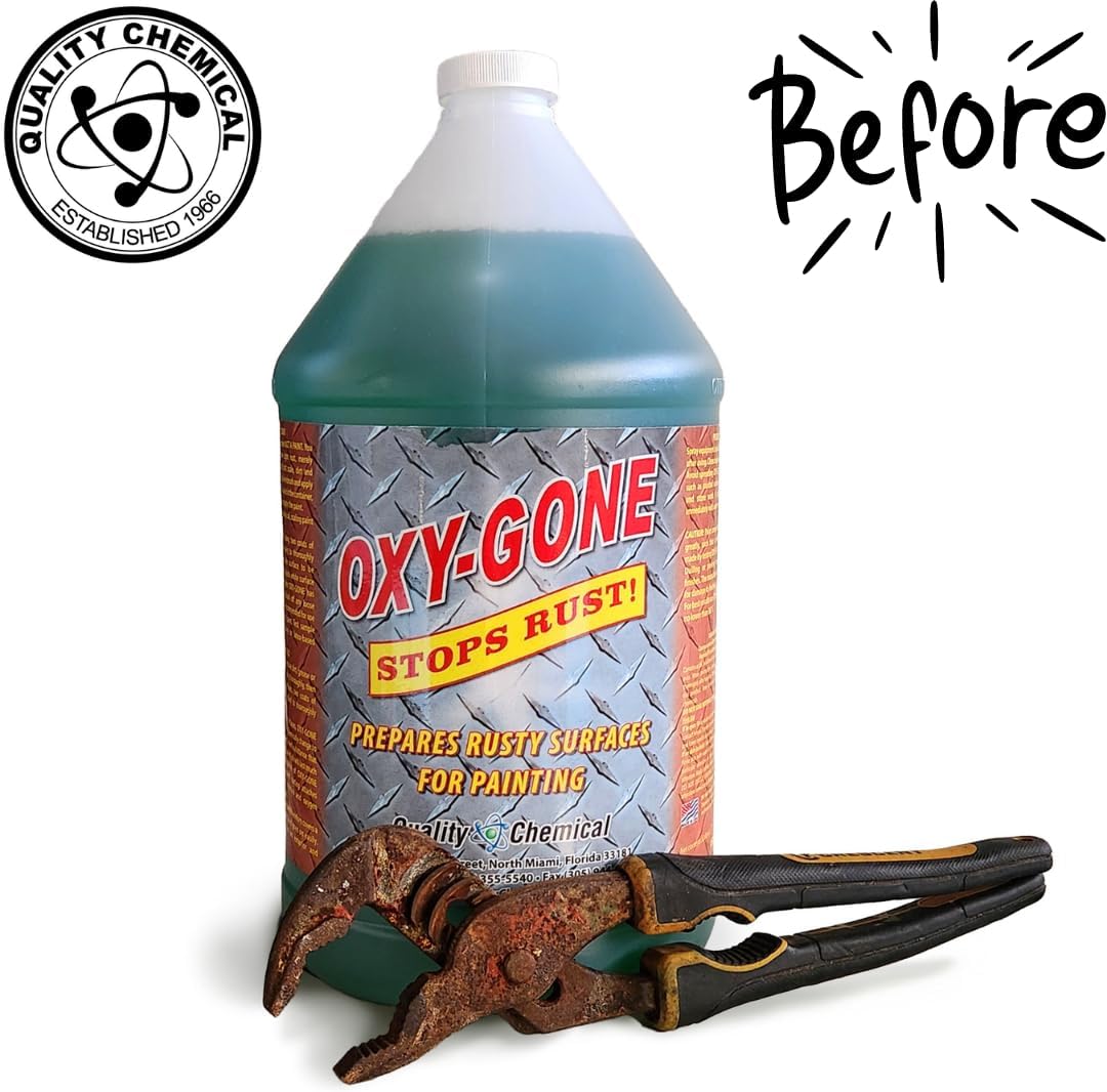 Quality Chemical Oxy-Gone Rust Remover and Metal Treatment/Rust Repair/Prepares surfaces for painting / 1 gallon (128 oz.)