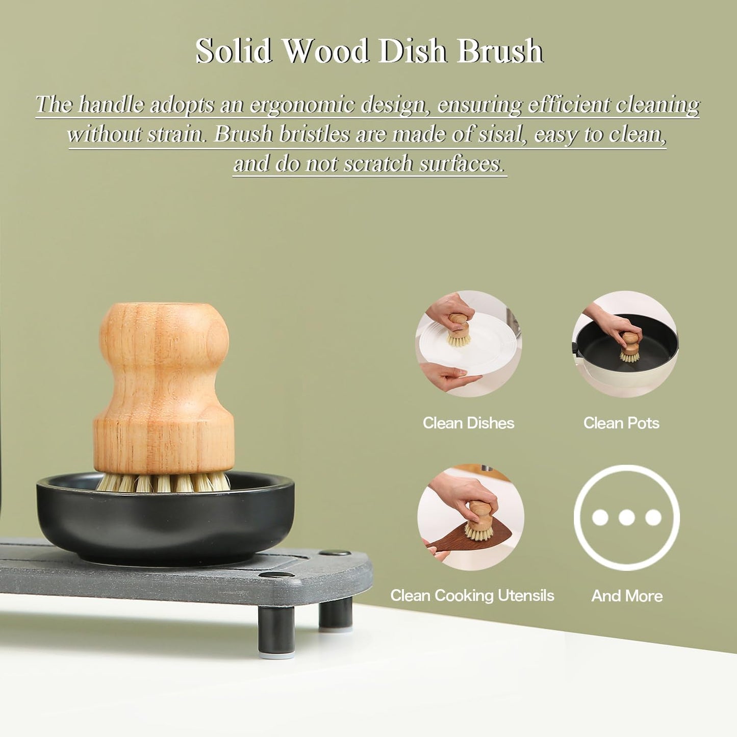 MOMEEMO Amber Glass Soap Dispenser Set Comes with Stainless Steel Pumps, Instant Dry Tray, and Dish Scrub Brush, Suitable for Soap Dispenser for Kitchen Sink. (Amber)