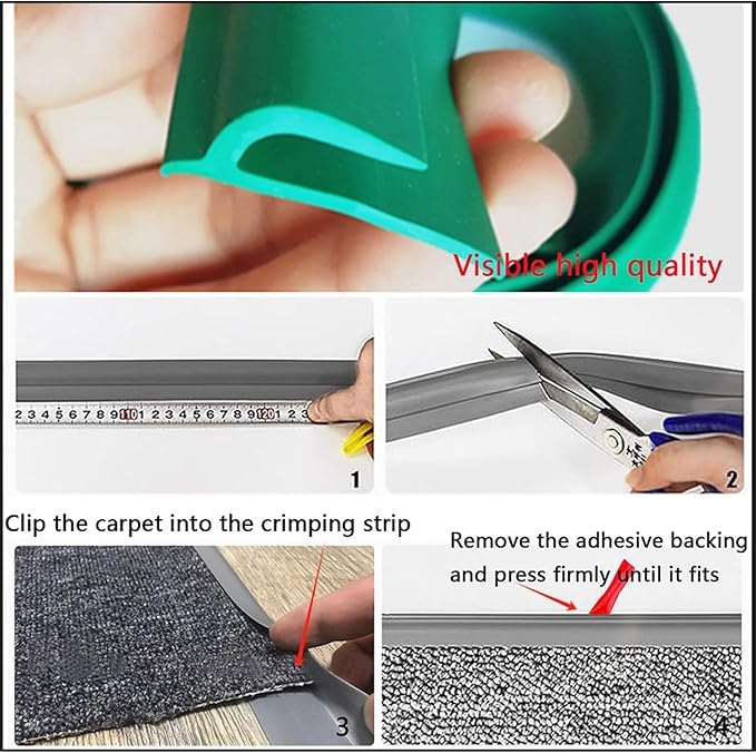 Self Adhesive Carpet Transition Strip with Edge Trim, Designed for Seamless Transitions from Carpet to Tile or Vinyl Floors, Perfect for Doorways.(Brown,30ft)