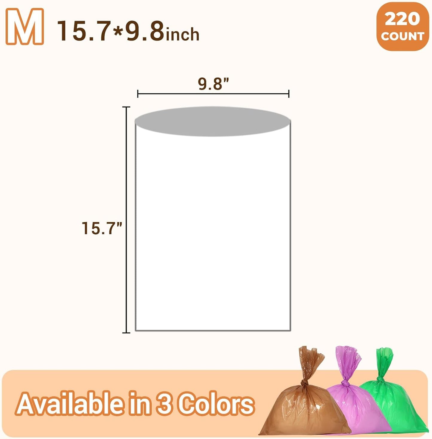 Odor Sealing Small Trash Bags Home & Food Use M-220 Count Disposable Bags, Durable and Unscented (Color:Blue)