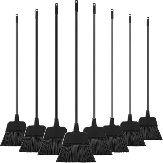8 Pcs Outdoor Broom for Floor Cleaning 54 Inch Commercial Heavy Duty Broom Long Handle Kitchen Household Angle Brooms for Sweeper Sweeping Indoor Dust Hair Cleaner Corn Shop(Black)