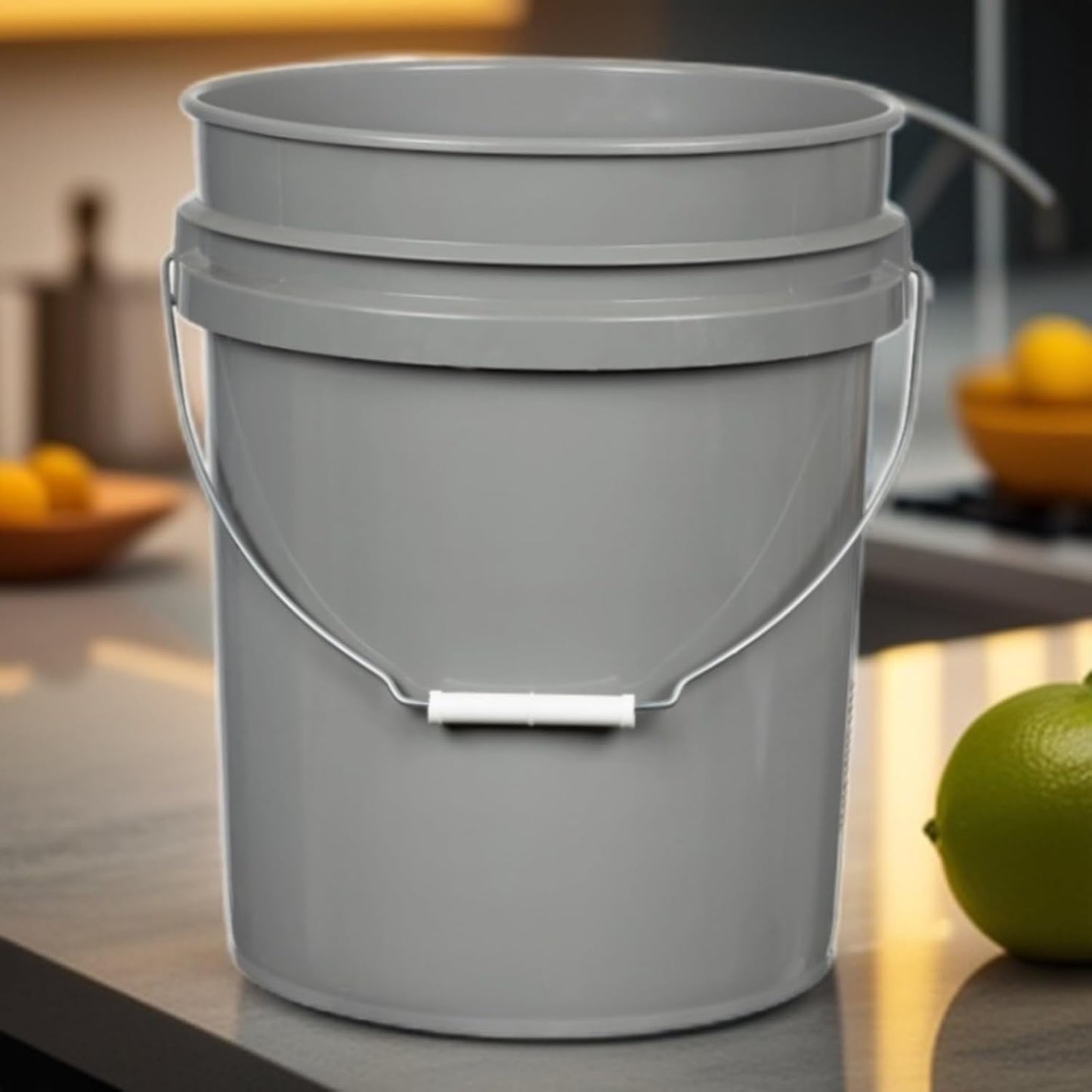 House Naturals 5 Gallon Premium HPDE Plastic Bucket - Made in USA Food Grade Storage Container, BPA Free All Purpose Pail (5, Gray)