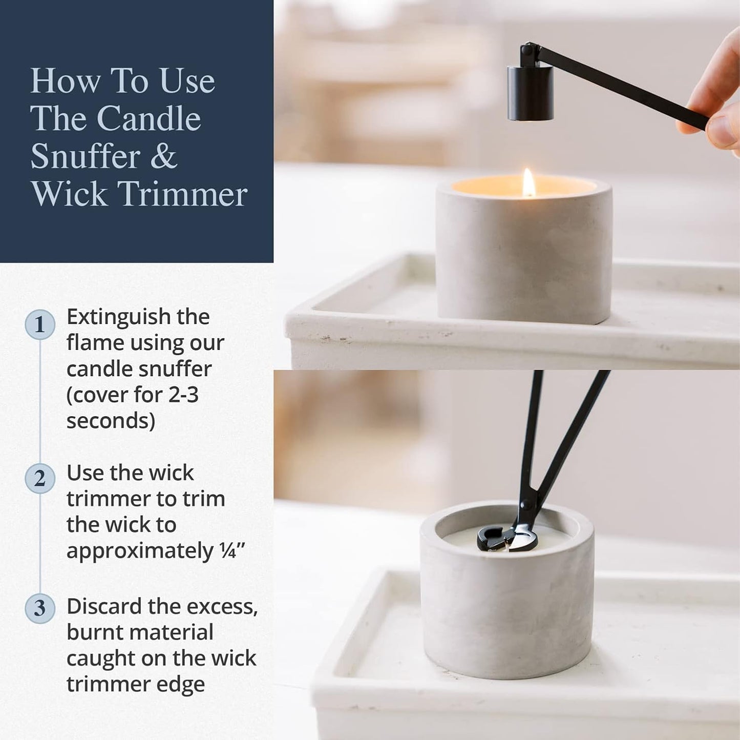 Candle Wick Trimmer and Candle Snuffer Accessory Set – Pick Your Color