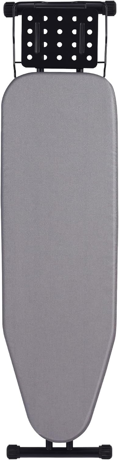 Deluxe Ironing Board with Heat Resistant Cover and Thicken Felt Pad, Heavy Sturdy Legs,Full Size Hanger Iron Board,Foldable (L-Grey)