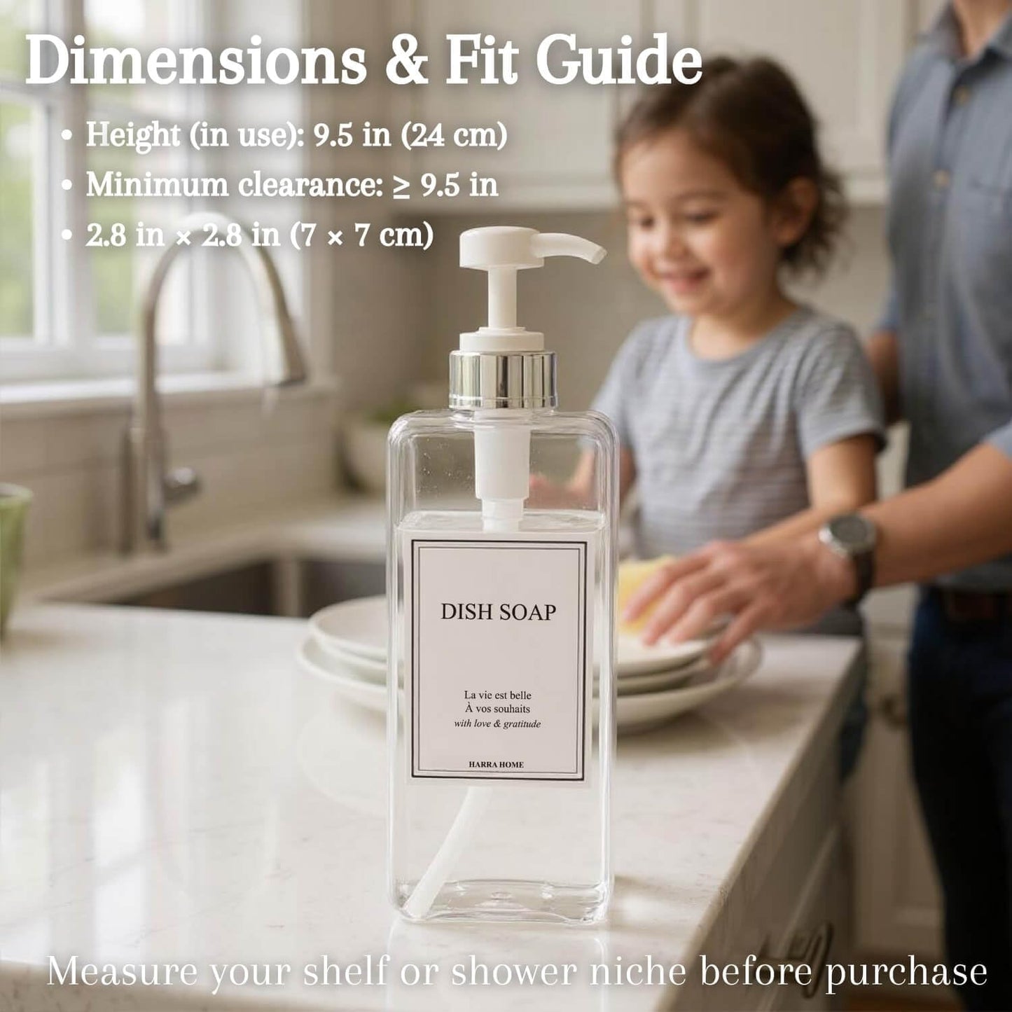 Modern Design Large 27 oz Shampoo and Conditioner Dispensers - Empty Plastic Refillable Pump Bottle Set for Bathroom Shower Soap Dispenser, Set of 3 (Clear & Silver)