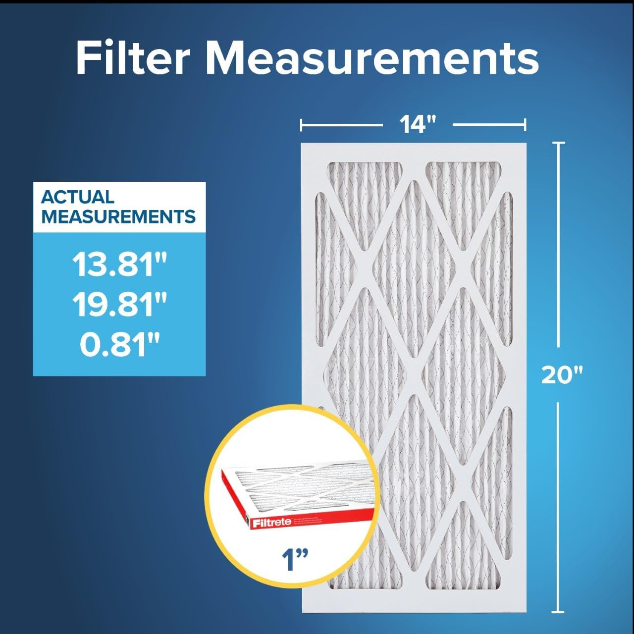 Filtrete 14x20x1 AC Furnace Air Filter, MERV 11, MPR 1000, Micro Allergen Defense, 3-Month Pleated 1-Inch Electrostatic Air Cleaning Filter, 6 Pack (Actual Size 13.81x19.81x0.81 in)