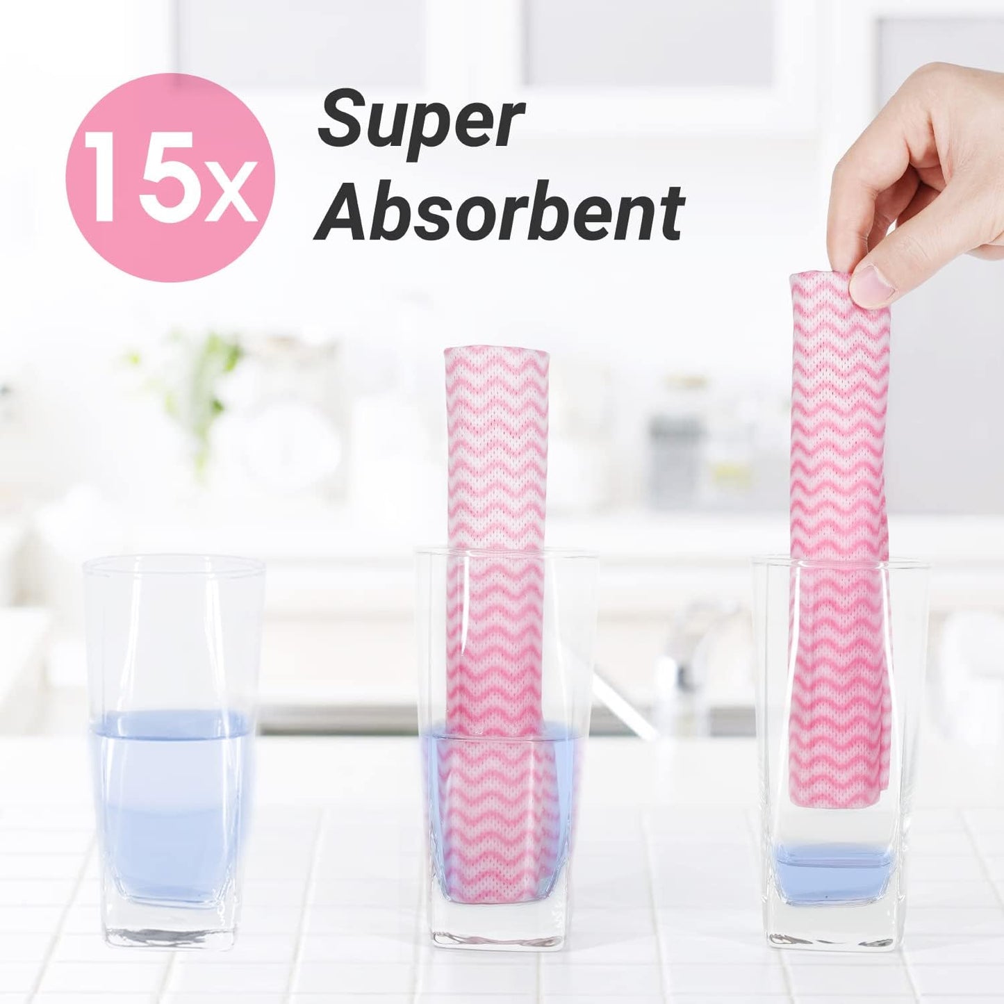 Reusable Cleaning Cloths Dish Paper Towels, Domestic Cleaning Towels, Multipurpose Quick-Dry Rag Dish Cloths Heavy Duty Handy Wipes for Kitchen 25 Count 14.2"X15.7", Pink