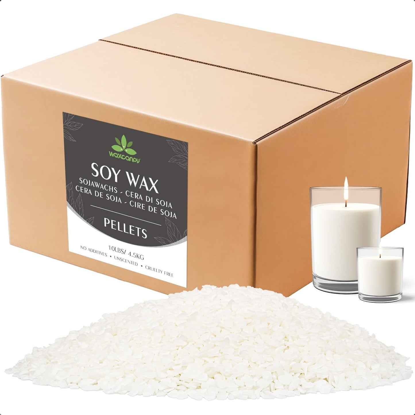 Soy Wax, Waxcanpy Natural Candle Wax, Organic Soy Wax for Candle Making from Farm, No Additives, Harmless and Pure (10lb)