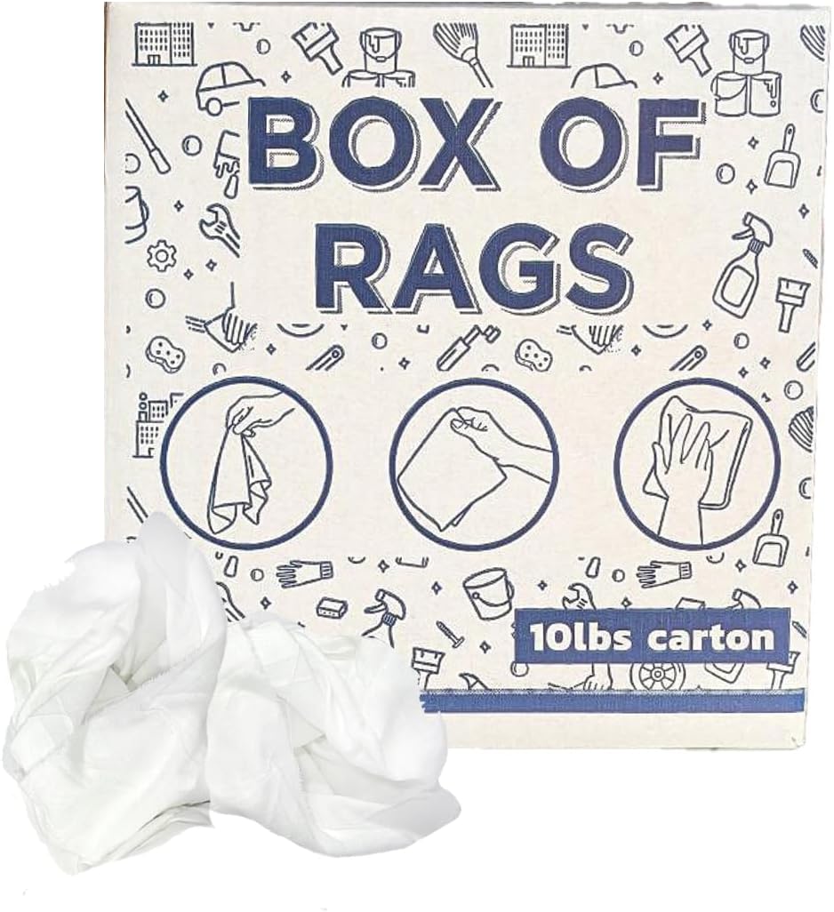 Recycled White Sheeting Cleaning Rags (600 lbs. Pallet 60x10 lbs. Box) – Lint Free White Cotton Cloths for Manufacturing | Automotive | Janitorial | Shop Rags Bulk - Multipurpose