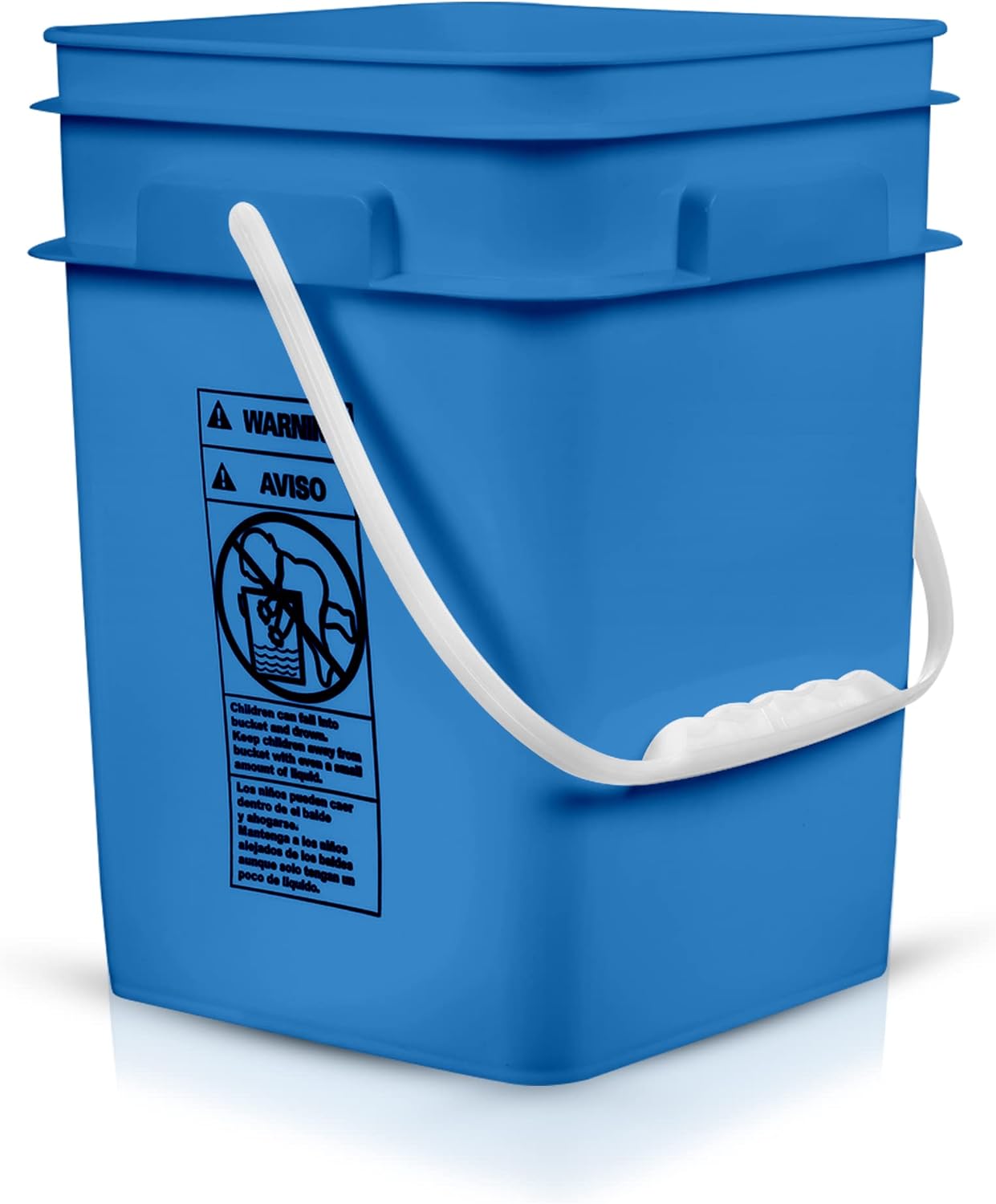 House Naturals 4 Gallon Square Food Grade Bucket Pail with Plastic Handles and Lid (Pack of 3) Made in USA containers (Blue)