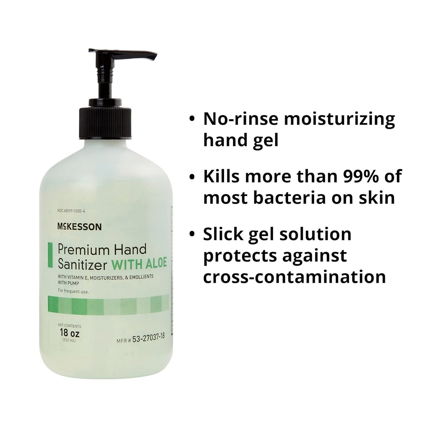 McKesson Hand Sanitizer with Aloe, 18 oz Pump Bottle [Pack of 12] – Bulk, 70% Ethyl Alcohol, Spring Water Scent, No-Rinse Gel with Vitamin E and Moisturizers, Medical-Grade Sanitizer