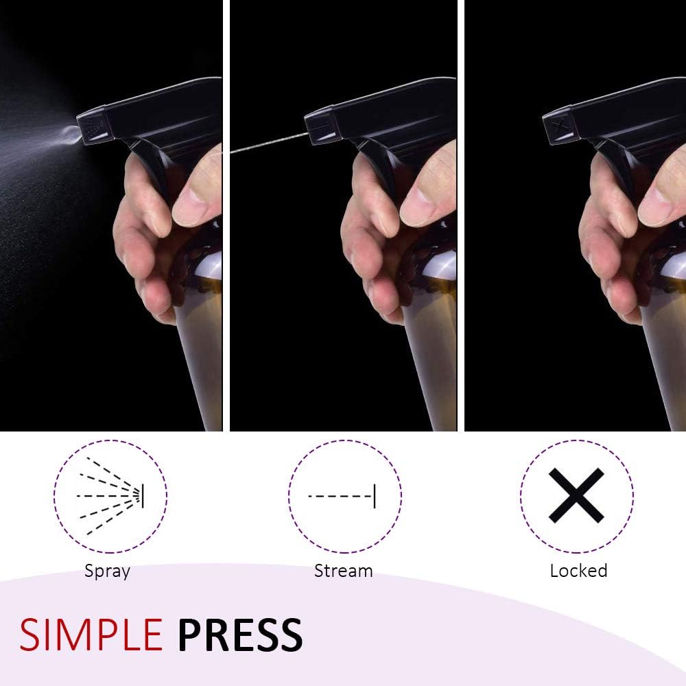 AMORIX 50PCS Spray Bottle Tops Black Trigger Sprayer Heavy Duty Replacement Nozzle with Mist Spray & Stream Sprayer, Fits Standard 28/400 Neck Bottles + Tag Label Stickers