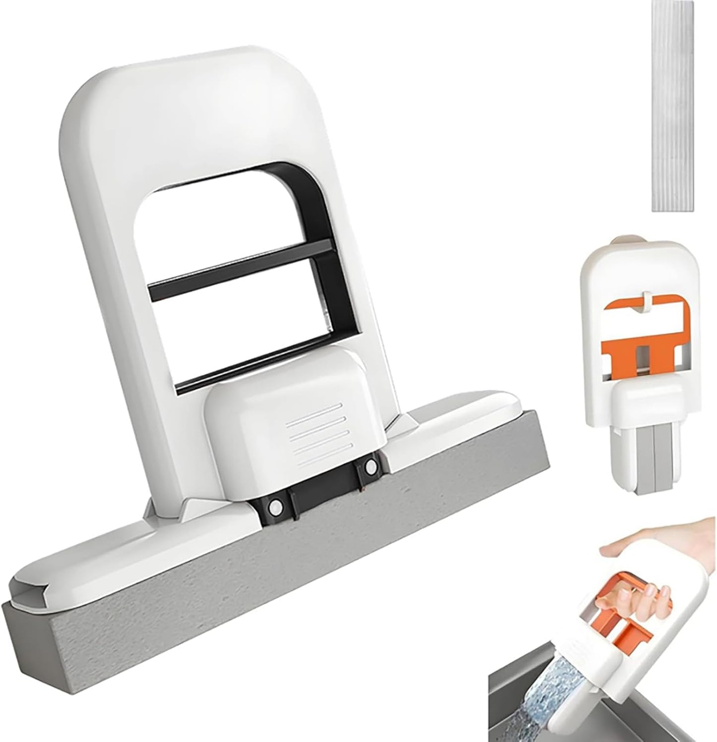 Mini Foldable Desktop Mop, Sponge Mop Wet and Dry Use Cleaning System, Self-Squeeze Small Mop for Bathroom Kitchen Desktop Glass Living Room Car (Black, 1pcs)