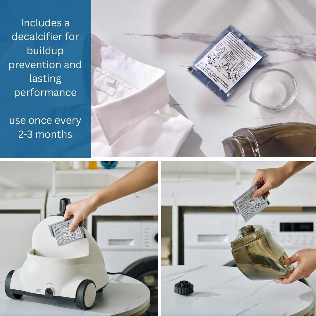 SALAV GS18 Full-Size Clothes Steamer - 1500W Power, 1.8L Water Tank, 60-Min Garment Steam, Iron Clothing, Adjustable Pole & Wheels for Easy Storage, Professional Standing Steamer for Clothes, White