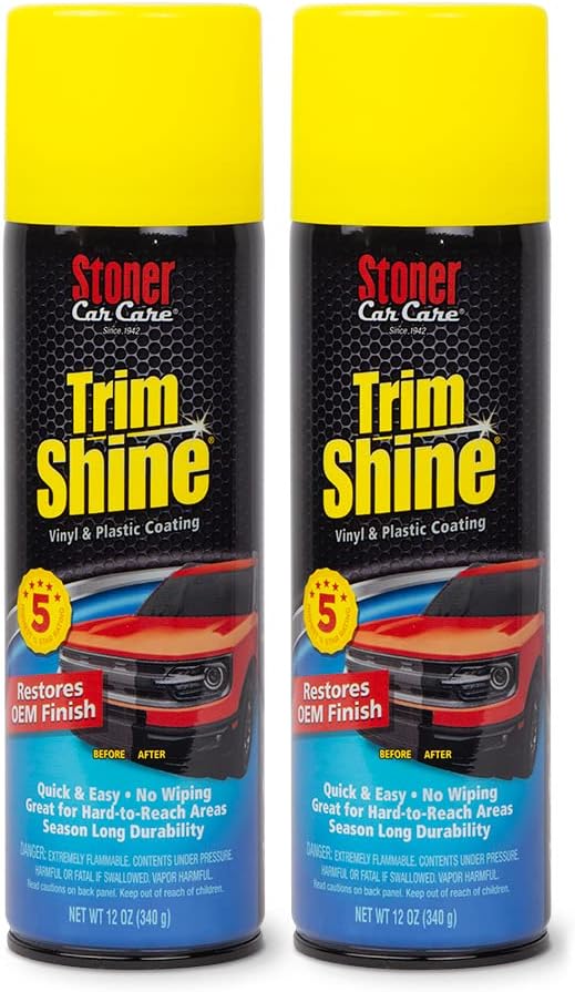 Stoner Car Care 91034-2PK Trim Shine – Vinyl and Plastic Protectant for Interior and Exterior Detailing, Restores OEM Color, Adds Shine, UV and Water Protection – 12 oz (Pack of 2)