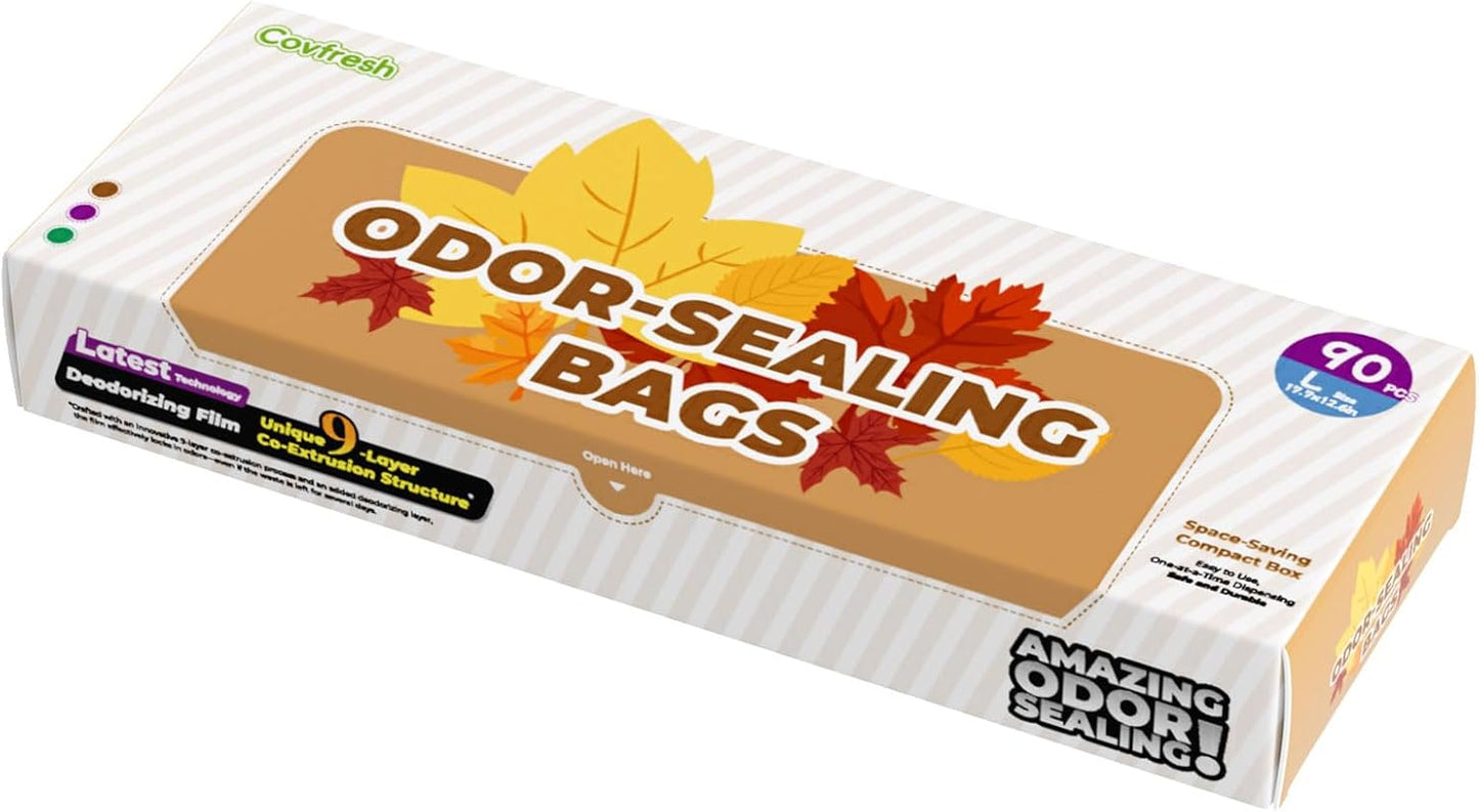 Odor Sealing Small Trash Bags Home & Food Use L-90 Count Disposable Bags, Durable and Unscented (Color:Brown)