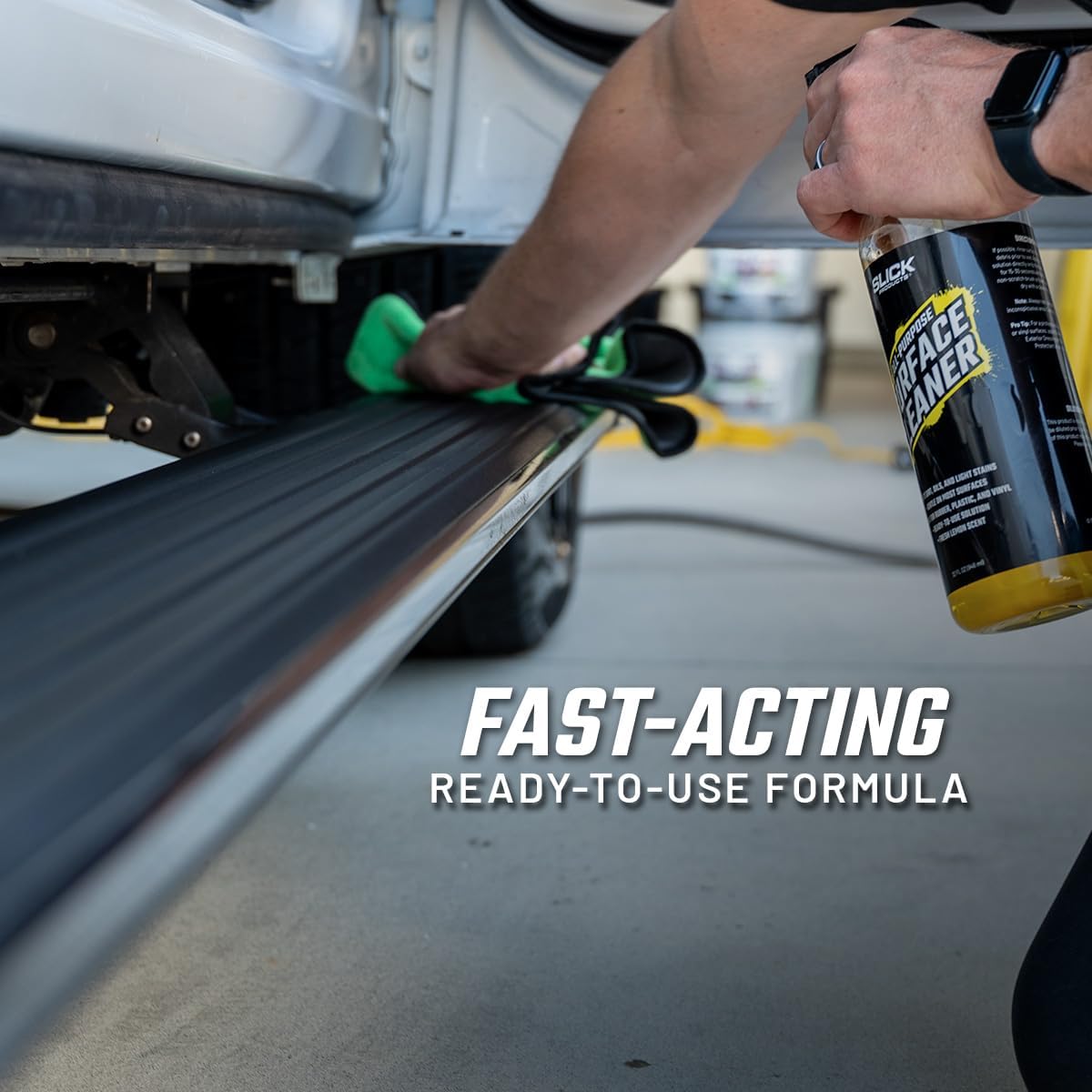 Slick Products All-Purpose Surface Cleaner – Interior & Exterior Vehicle Spray for Plastic, Vinyl, Rubber, Carpet & Upholstery – Ready-to-Use Formula with Fresh Lemon Scent – 16 oz.