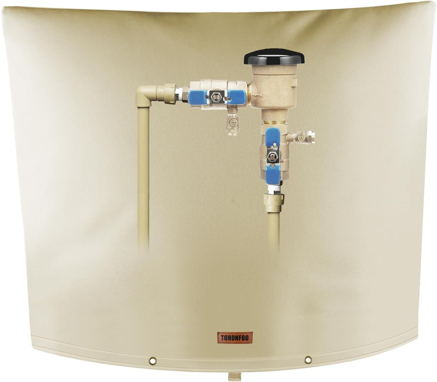 Backflow Preventer Pipe Insulation Cover (5°F) - Irrigation Sprinkler Valve Insulated Pouch - Water Well Pump Cover - Sturdy 5 Layers for Winter Freeze Protection, 52" W x 32" H, Beige