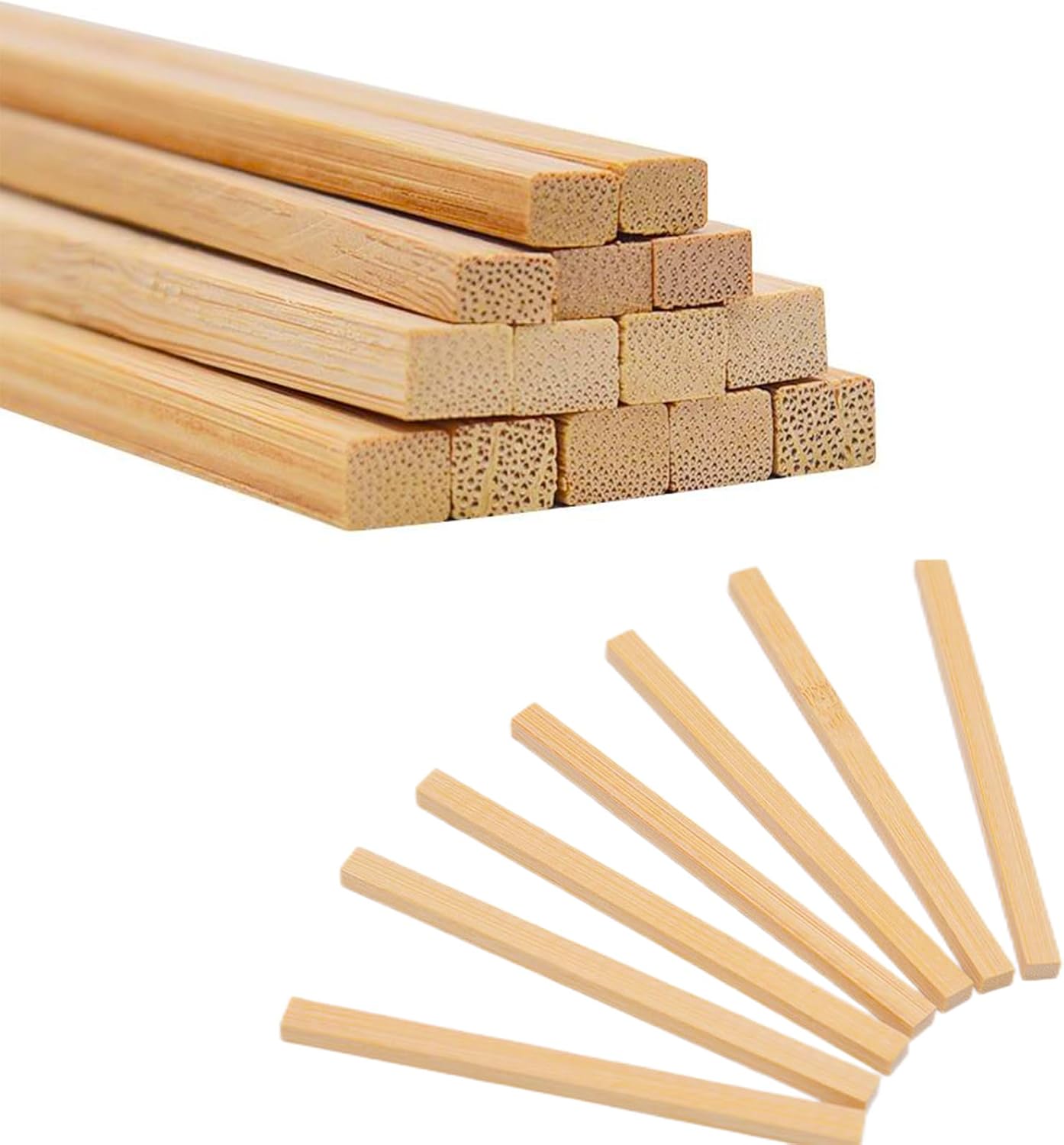 1/4 x 12 Inch 50 PCS Square Dowel Rods Wood Sticks Wooden Dowel Rods Unfinished Bamboo Sticks - for Crafts,Home Decor, Model Making and DIYers