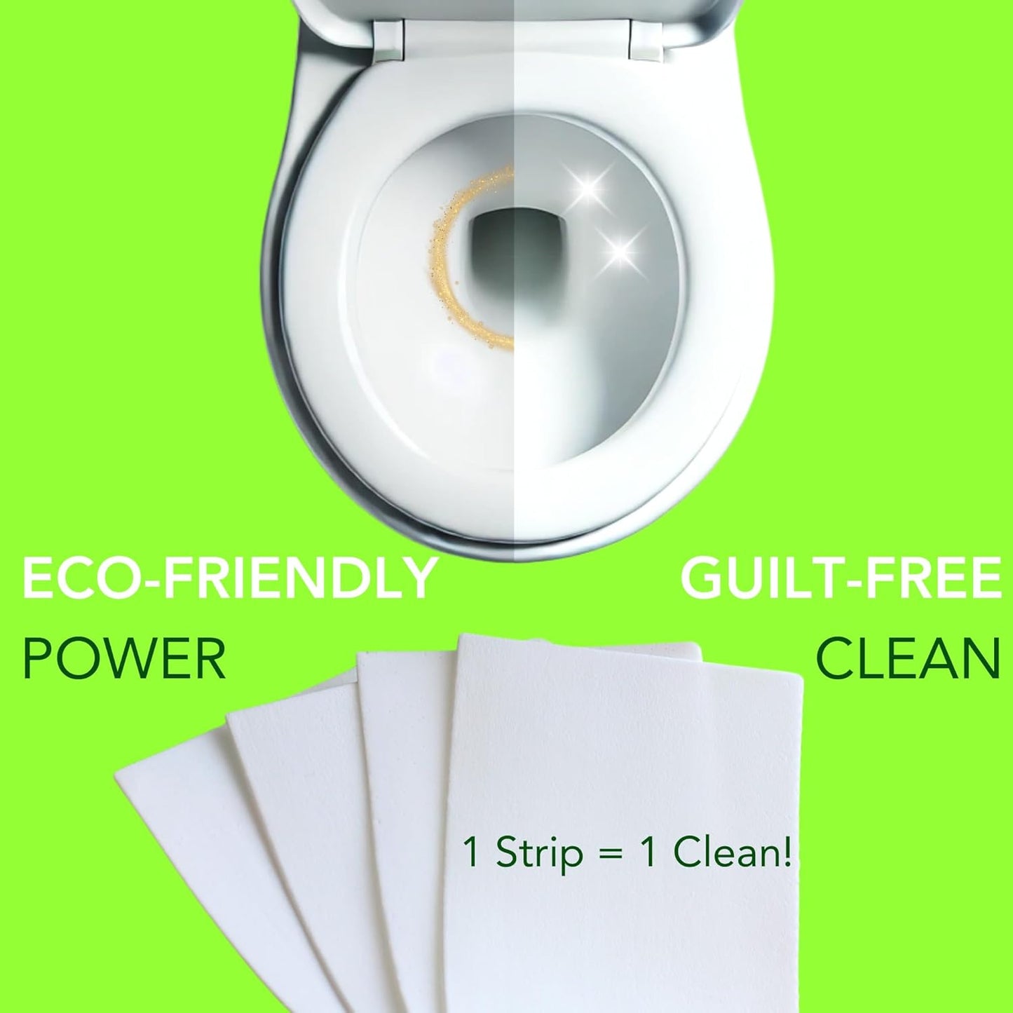 Natural Toilet Bowl Cleaner Strips, Unscented, Eco-friendly, Non-toxic, Septic Safe, Removes Odors & Stains, Plastic-free, Toilet Bowl Cleaner for Quick and Easy Cleaning (180 count)