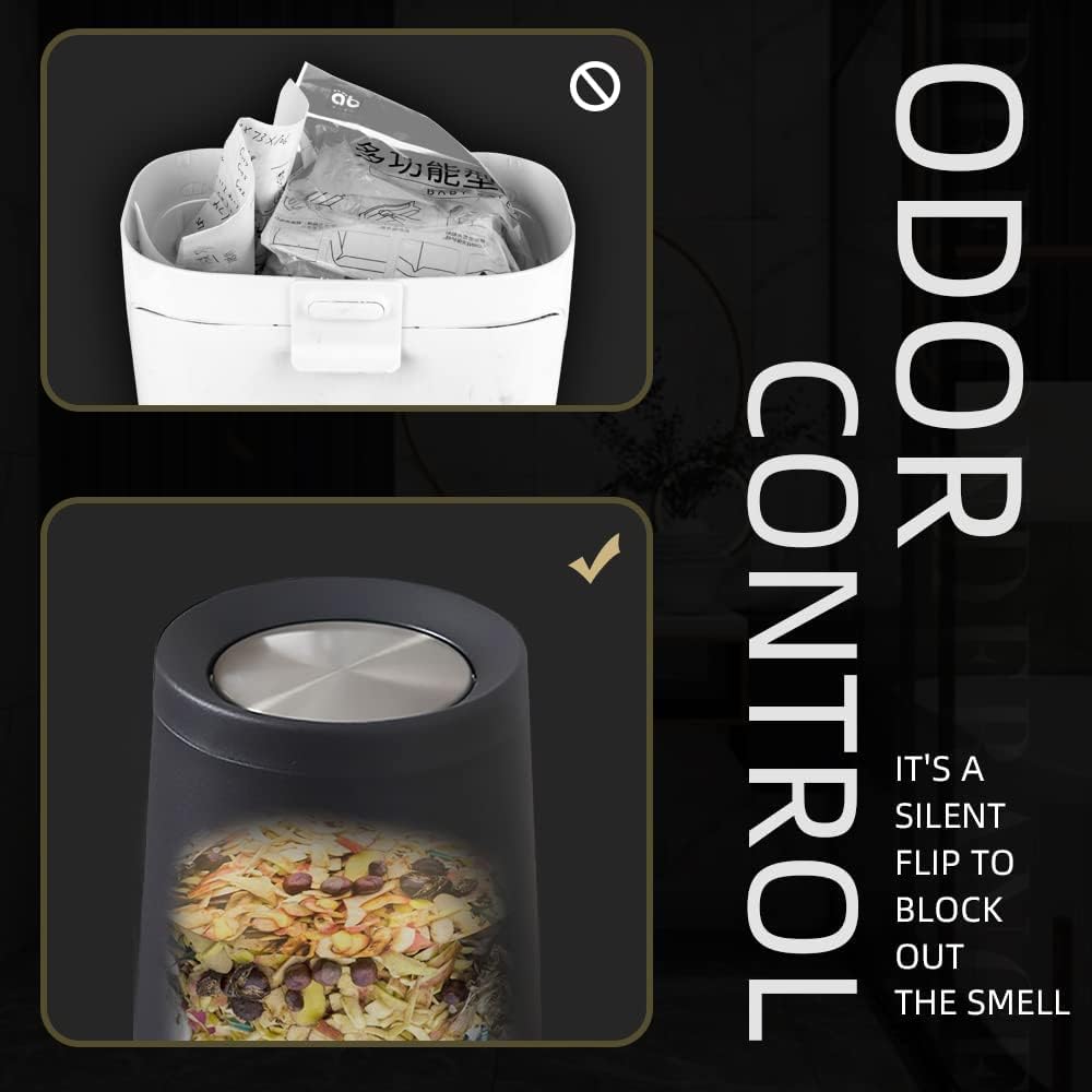 10 L/2.6 Gallon,Matte Black Bathroom Trash Can,Metal Garbage Can with Flipping Lid,for Bathroom, Living Room,Bedroom,Hotel,Office, Laundry Room (Black)