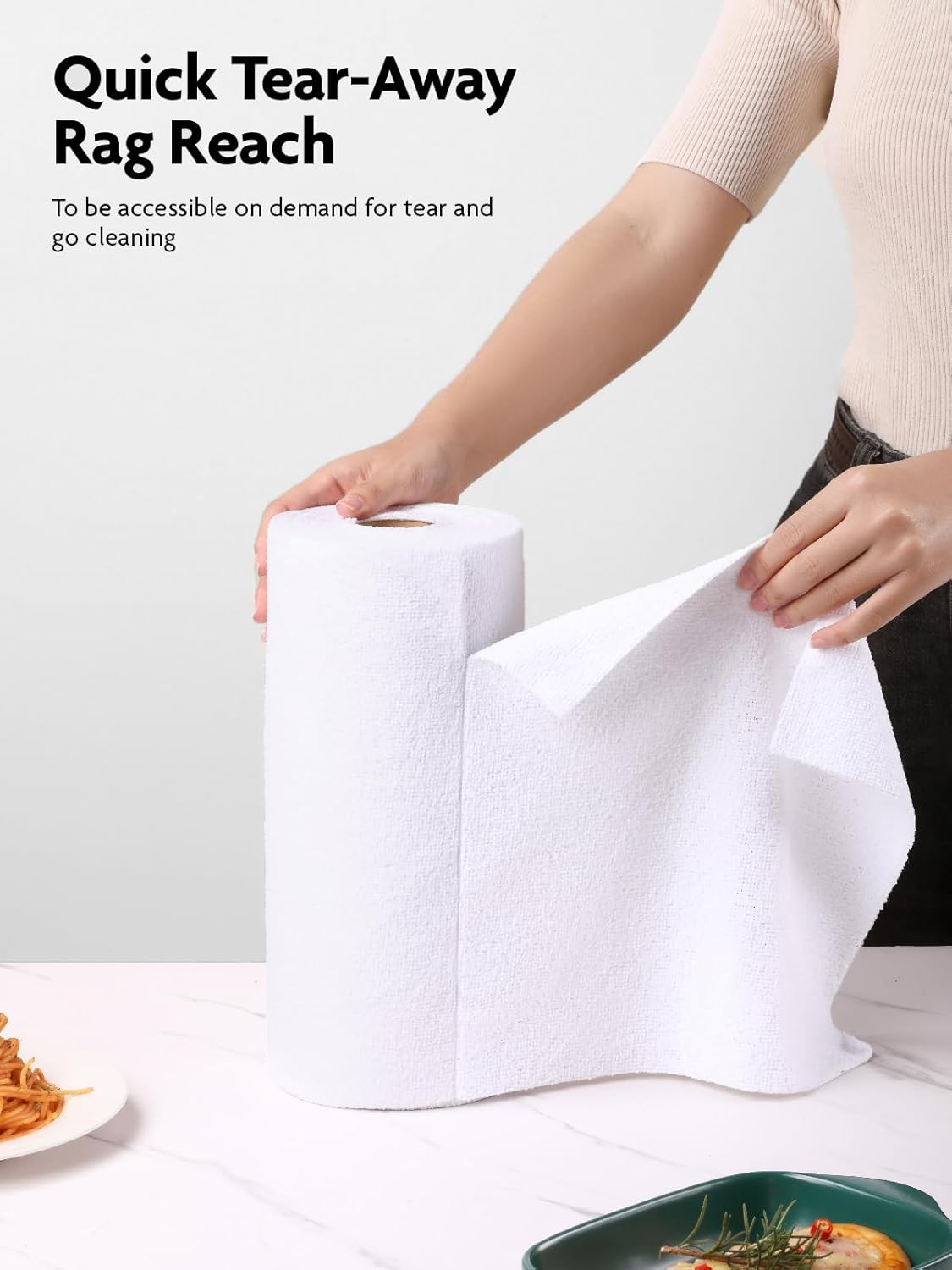 Fantasticlean Microfiber Cleaning Cloth Roll -40 Pack, Tear Away Microfiber Towels, 12" x 12", Reusable, Washable, Scratch Free, Ultra Absorbent Dishcloth for Car, Home Supplies, Pet, Kitchen (White)