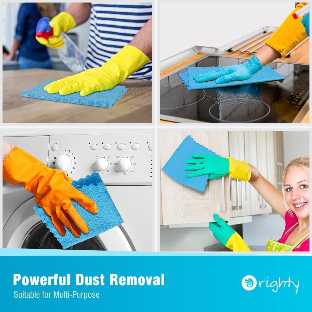 Orighty Cleaning Cloths, Shop Towels 100 Pack, Shop Rags Reusable, Microfiber Cleaning Rags Bulk for Cars, Multi-Purpose Lint Free Towels for Automotive, Mechanic, Kitchen, 11.5’’ x 11.5’’, Blue