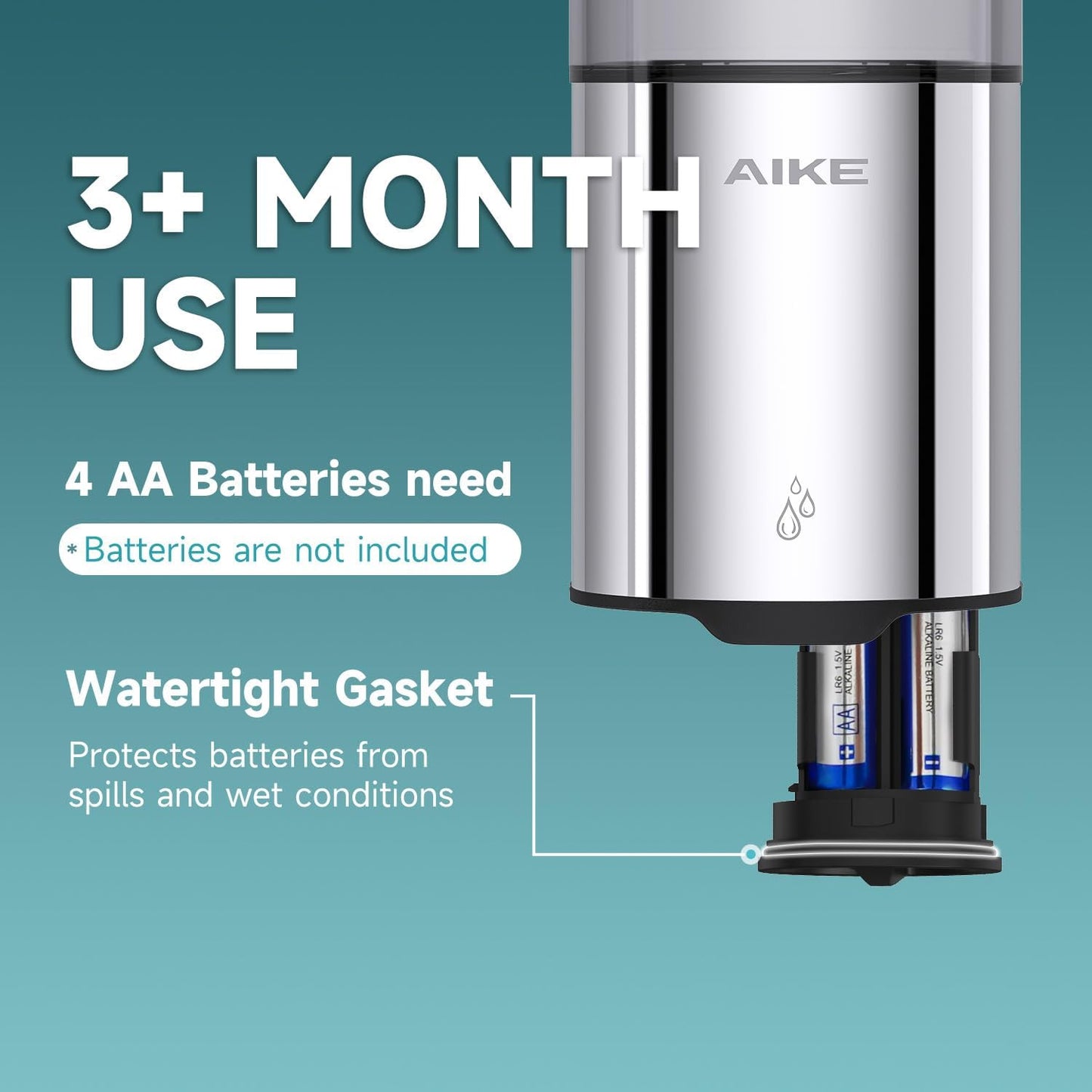 AIKE Automatic Soap Dispenser Wall Mounted for Kitchen and Bathroom, IPX7 Waterproof with Polished Stainless Steel Finish 13.5fl.oz.for Liquid Soap