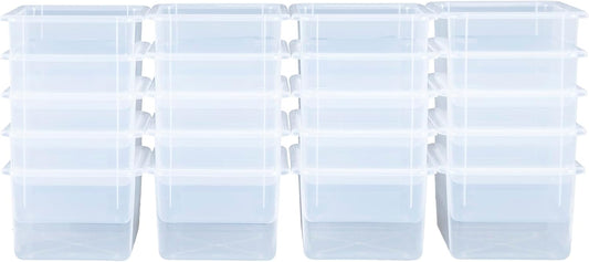 Wood Designs Cubby Storage Bin, Heavy Duty Plastic Containers for Kids Translucent Clear Cubby Tray Set of 20