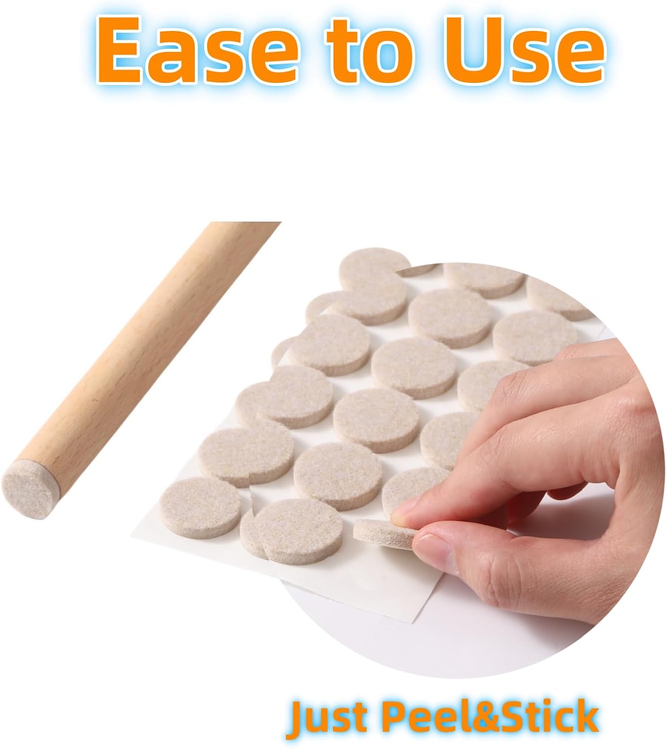 Furnigear Felt Pads Small 3/8" Felt Pads for Cabinet Doors Bumpers, Cabinet Cushion Dots Felt Cabinet Door Stops, Self Adhesive Thick Bumper Pads to Protect Surfaces -Anti Scratch 234 Pcs Round Beige