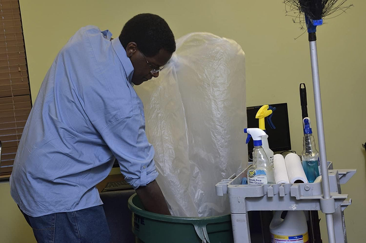 Aluf Plastics High Density Trash Bags, 55 Gallon, 200 Count, 17 Micron (eq), 36" x 60", Clear, for Bathroom, Office, Industrial, Commercial, Janitorial, Municipal, Recycling