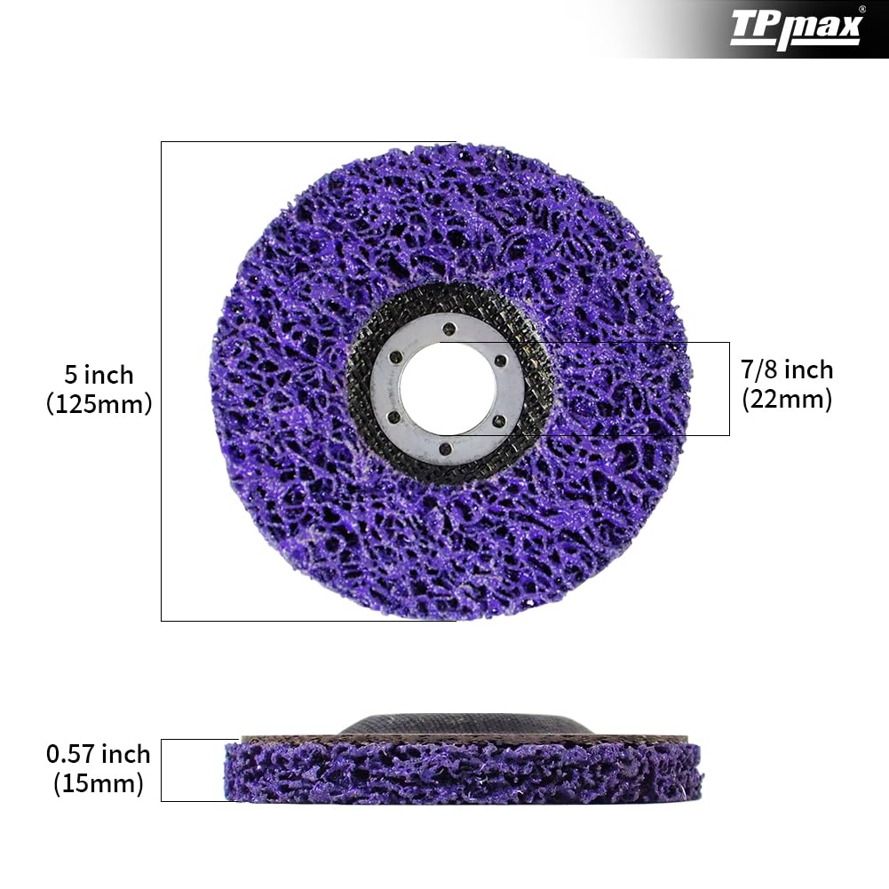 5" x7/8'' Stripping Discs Rust Remover Wheel Remove Paint and Oxidation Poly Strip Wheel Disc Abrasive Angle Grinding Wheel - 10 Pack(Purple)