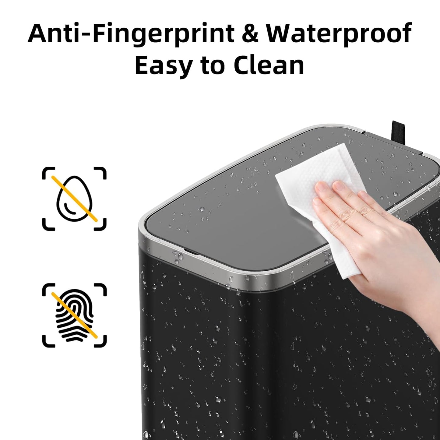 Stainless Steel Bathroom Trash Can with Lid Soft Close,1.6 Gallon Slim Garbage can,Small Metal Step Wastebasket for Office, Bedroom, Toilet, Black