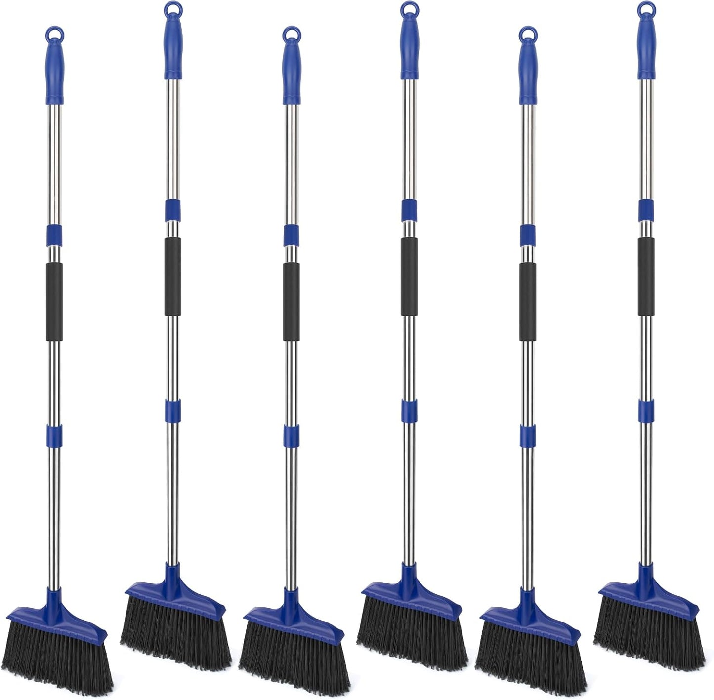 Kefanta 6 Pack Heavy Duty Broom Indoor/Outdoor Commercial Brooms Angle Broom 53 inches for Courtyard Garage Restaurant Lobby Patio Shop Home Kitchen Office Floor