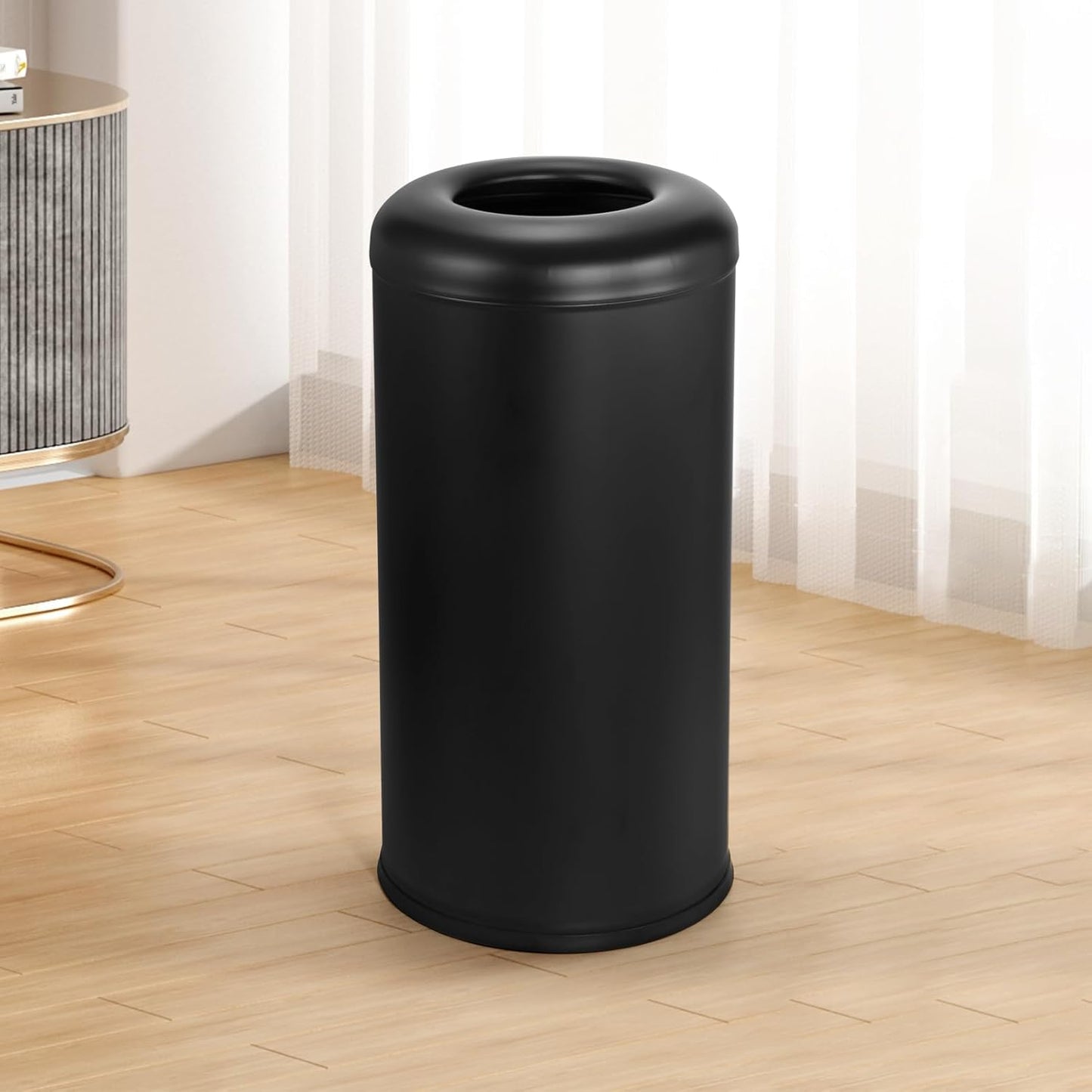 BEAMNOVA Commercial Trash Can 16.5 Gal Open Top Black Outdoor Indoor Garbage Enclosure Inner with Lid Inside Bucket 15 * 30.7 inch Stainless Steel Industrial Waste Container