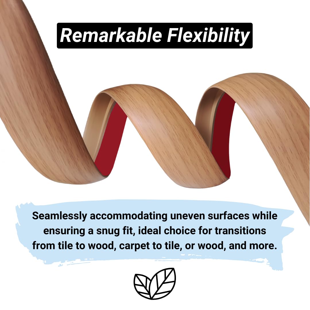 1/5 inch Height Floor Transition Strip, Self Adhesive Carpet Wood Tile Vinyl Flooring Laminate Transition Cover Edge Trim Gap Doorway Threshold for Uneven Floors (120 inches, Light Brown Coffee)