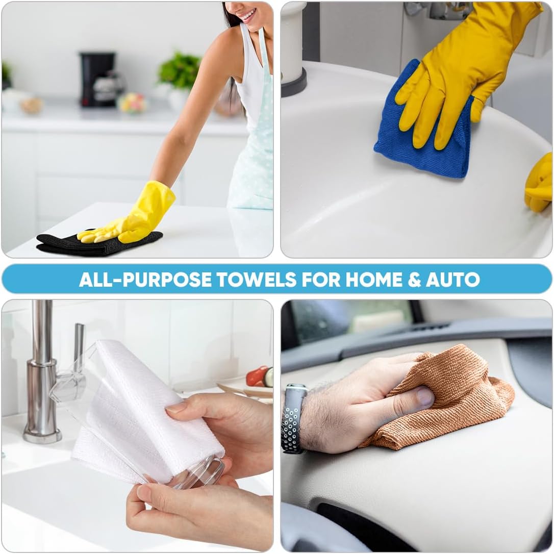 AIDEA Microfiber Cleaning Cloth 330 Sheets 6 Roll, Microfiber Towels for Cars, Shop Rags Washable, Cleaning Rags Reusable Paper Towels for Automotive, House, Cleaning Supplies 11×9" Dark Blue