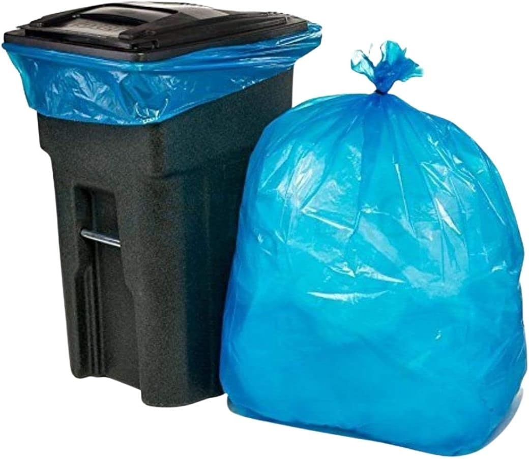 Plasticplace 64-65 Gallon Recycling Trash Bags For Toter │1.5 Mil │ Blue Heavy Duty Garbage Can Liners │ 50” x 60” (50 Count)