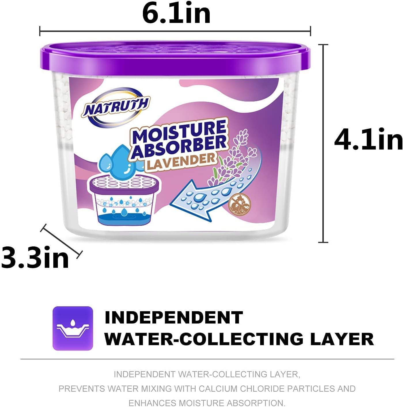 NATRUTH Moisture Absorbers 10.5OZ*6-Pack With Lavender Scent,Portable Closet Dehumidifier, Odor Eliminator Absorber Bucket,Humidity Absorber,Cleaner Air Dehumidifier for Closet,Bathrooms, Boats