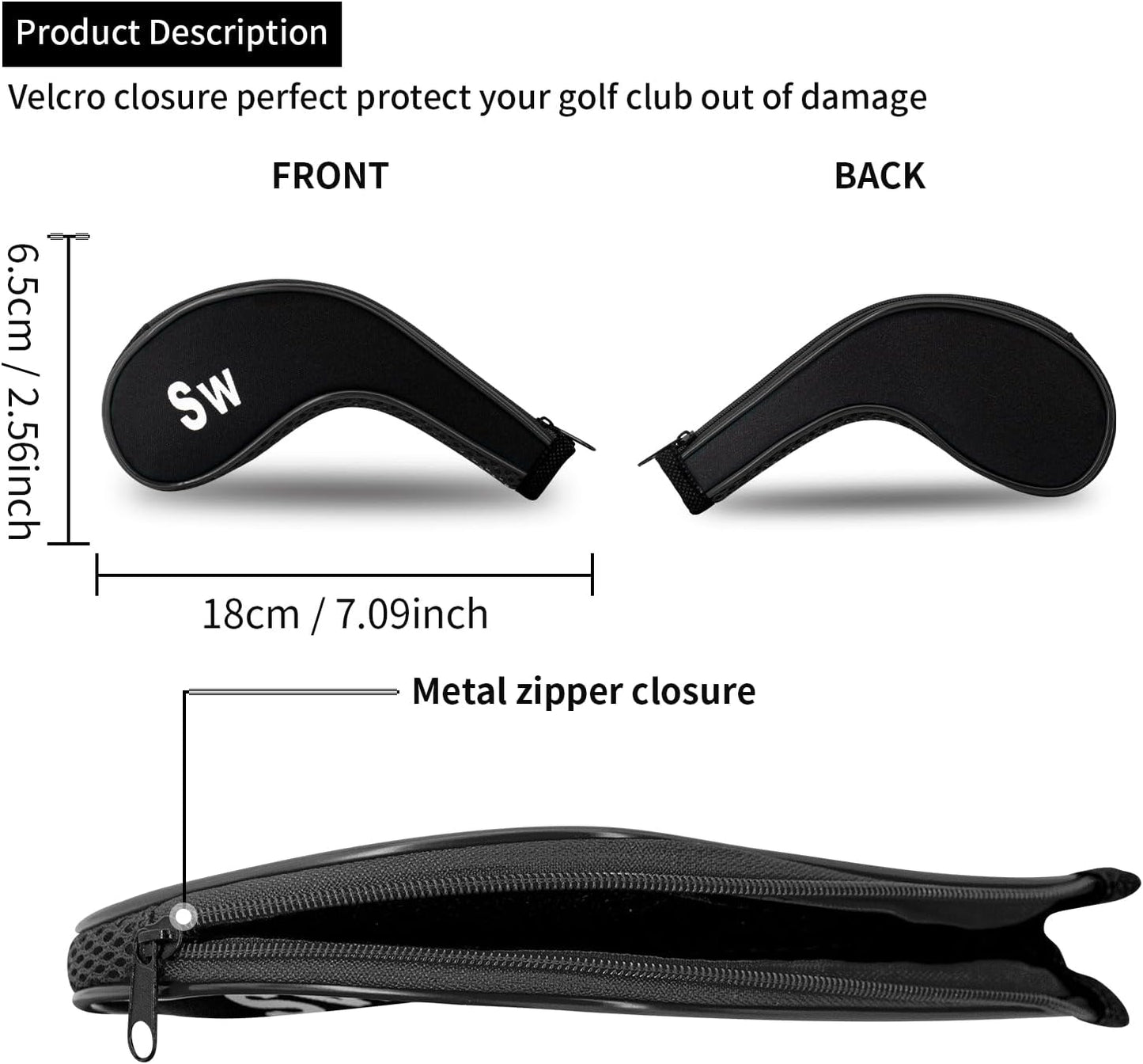 Golf 12pcs Thick Synthetic Golf Iron Head Covers Set Headcover Fit All Brands Callaway Ping Taylormade Cobra Etc. Also Custom Name