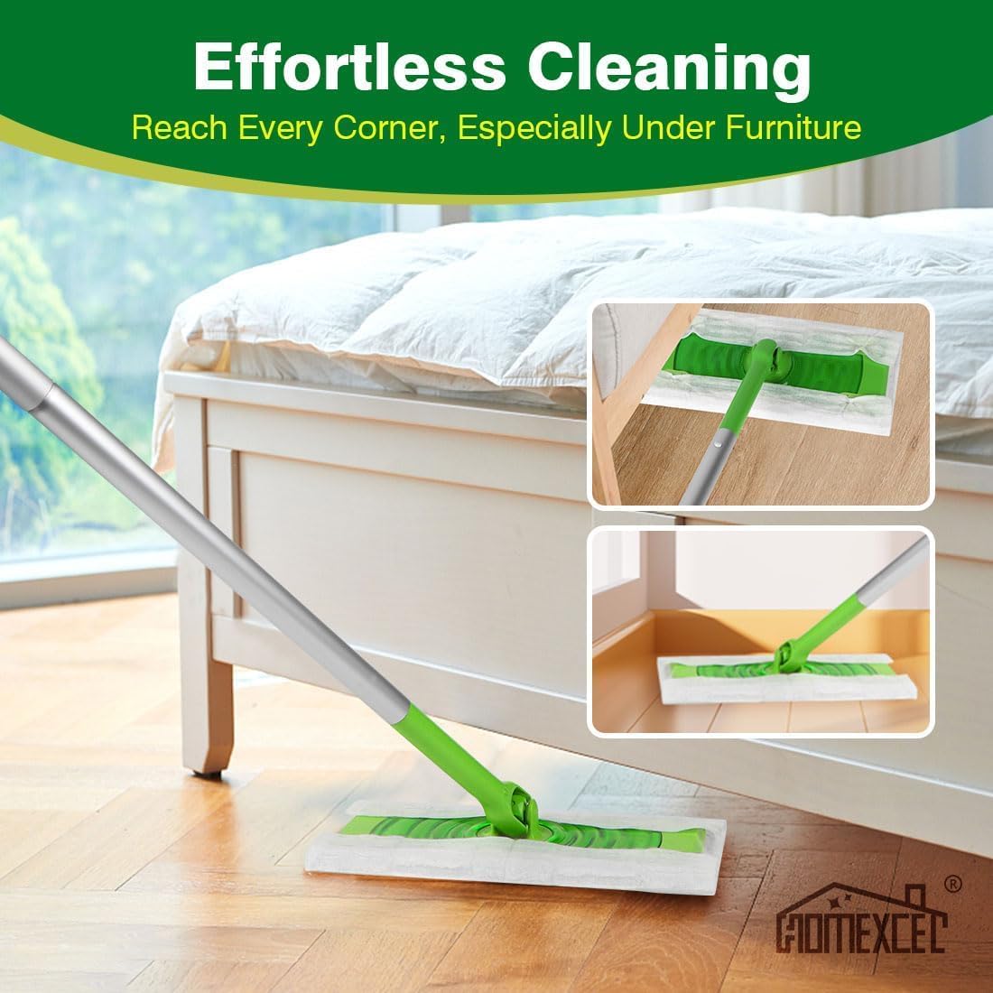 HOMEXCEL Dry Sweeping Cloths Pads Compatible with Swiffer Sweeper, Disposable Duster Refills Mop Pads for Floor Mopping and Cleaning, 64 Count-8 " x 10.4 " Pads Refills-Not Include The Mop